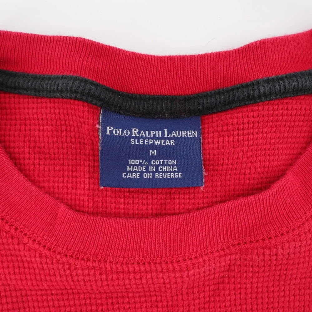 Polo Ralph Lauren Waffle Knit Thermal Sleepwear Shirt Red Mens Medium‎
